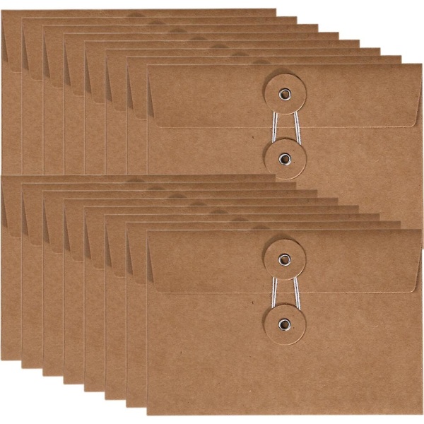 20 stycken vintage inslagen förvaringspåse kraftpapper kuvert kontorsdokumentpåse filförvaringspåse (17X11,5 cm, brun)