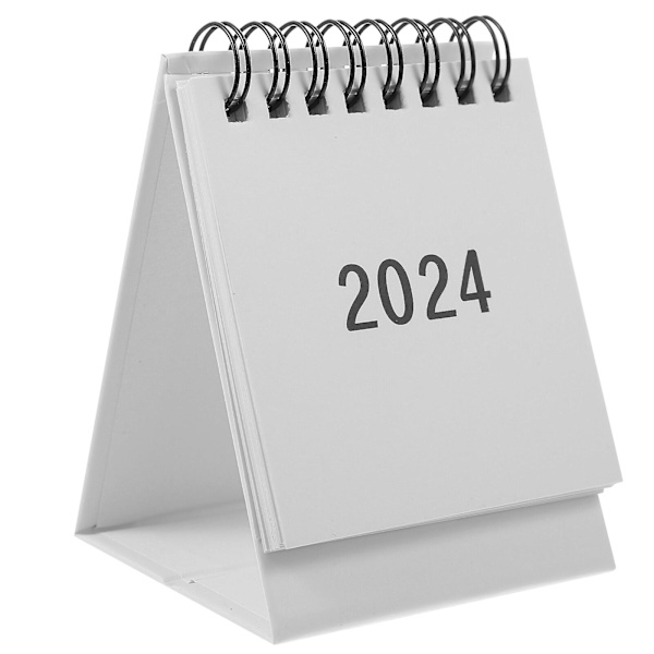 Pöytäkalenteri, kuukausittainen toimistokalenteri, pystysuora minikalenteri 2024, pöytäkalenteri, minikalenteri (9,8 x 7,5 x 7 cm, valkoinen)