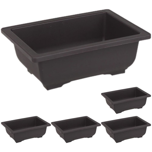 5-pack rektangulära bonsaipottar, suckulenta blomkrukor, plastblomkrukor (16,50X12,00X6,00CM, som visas på bilden)