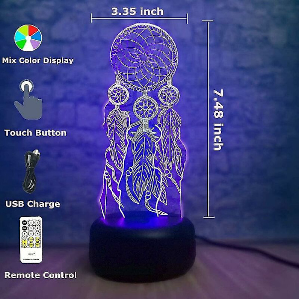 Romantisk vindklocka USB-bordslampa 3d Illusion nattlampa sovrum fest skrivbordsdekor