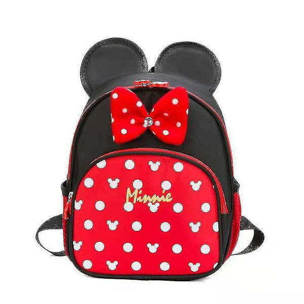Disney Minnie Mouse 3D-ryggsäck för barn, småbarn, pojkar, flickor, söt tecknad ryggsäck, reseskolväska, dagisbokväska, ryggsäck, presenter (svart)