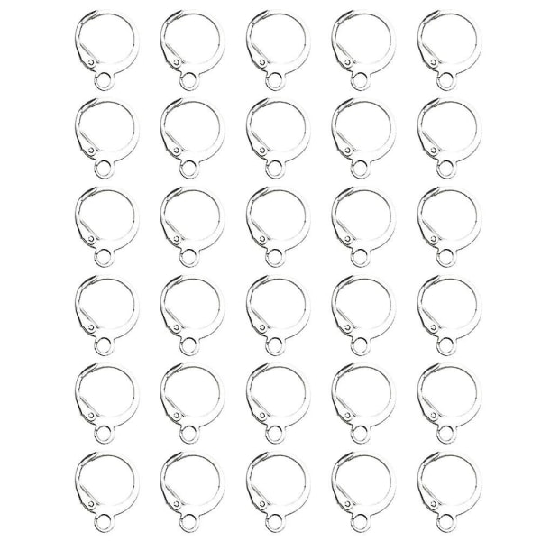 100 STK Øreringkroge med rund håndtag DIY-smykketilbehør til smykkefremstilling (1,2X1,5 cm, sølv)