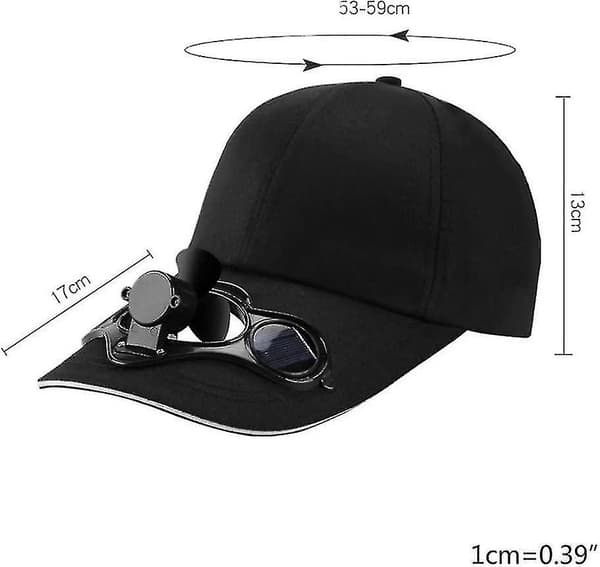 Sommer Solenergi Køleventilator Baseball Cap Solskærm, Solventilator Cap（Blå）