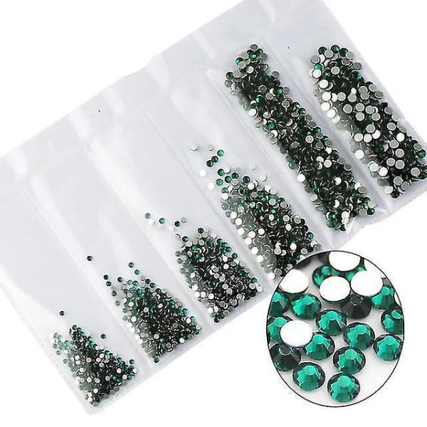 Malakitgrön Multi storlek Glas Rhinestones För Nails Art Telefonfodral Kläddekorationer