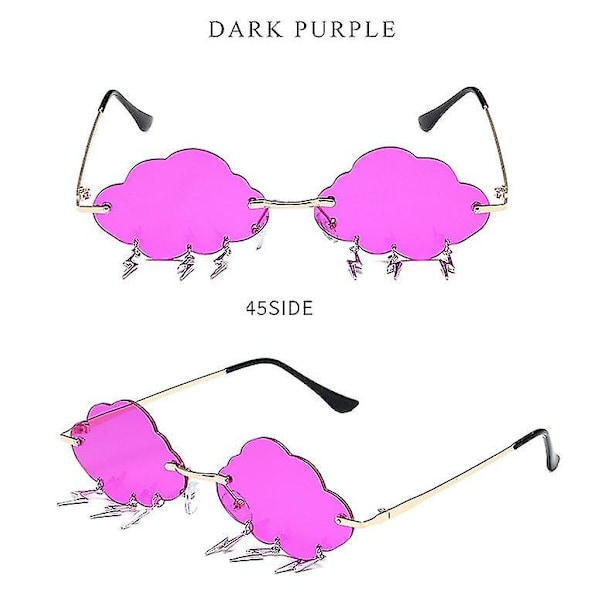 Cloud Solbriller Rimless Vintage Solbriller Sjov Uregelmæssig Disco Briller Lynkvast