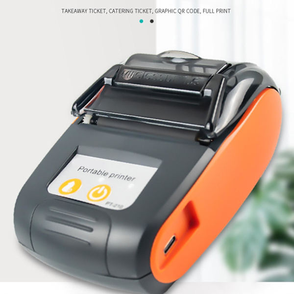 Blåtands kvittoskrivare 58mm Mini trådlös Pos kvittoskrivare（EU,orange）
