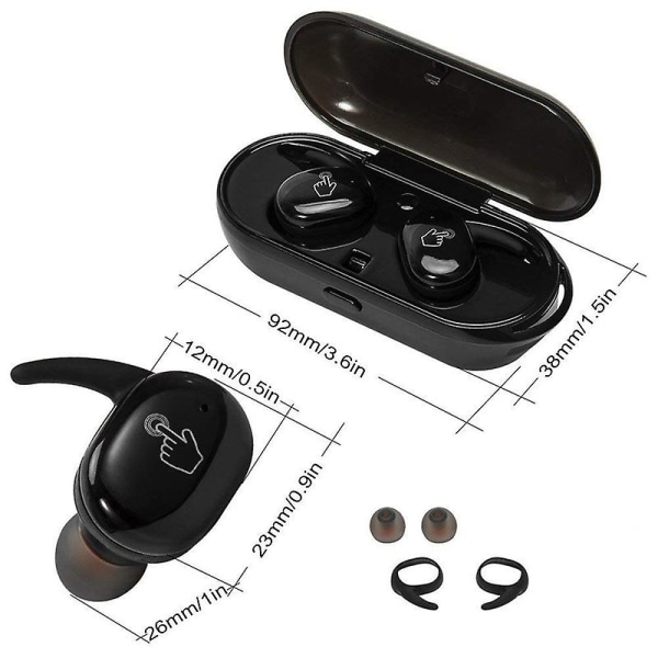 Y30 TWS Trådløse hovedtelefoner Bluetooth-øretelefoner Støjreducerende Headset Stereo Lyd Musik In-ear øretelefoner til alle smartphones（Y30 Black）