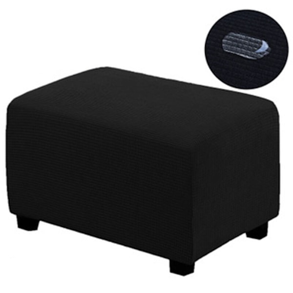 Stretch Ottoman-överdrag, mjuk rektangulär överdrag med elastiskt bälte, S blå