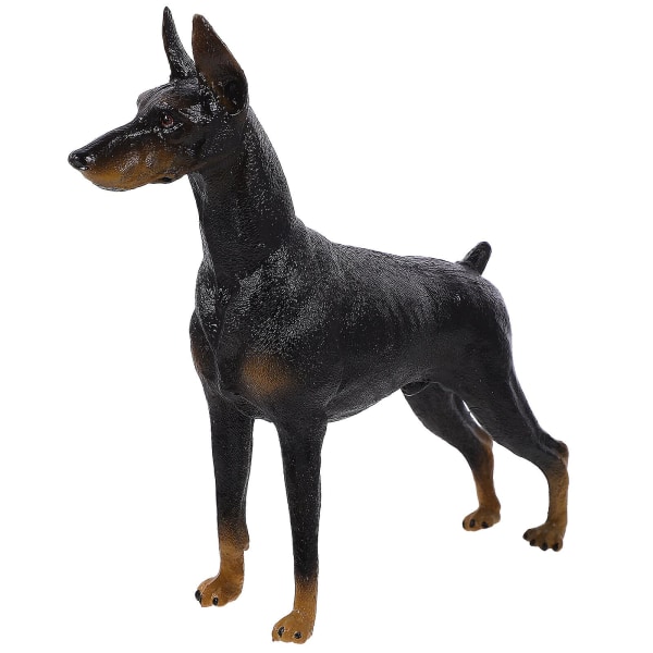 1 stycke Doberman Model Simulering Realistisk Statisk Hunddjur Staty Skrivbordsdekoration (svart) (16,3X4,8 cm, Svart)