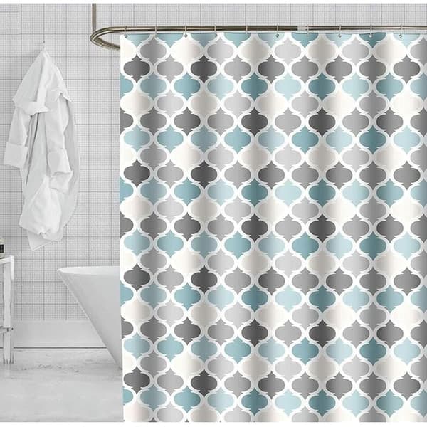 Duschdraperi 180 x 180cm Mögelresistent Badrumsdraperi Maskintvättbar Polyestertyg Blått Mönster