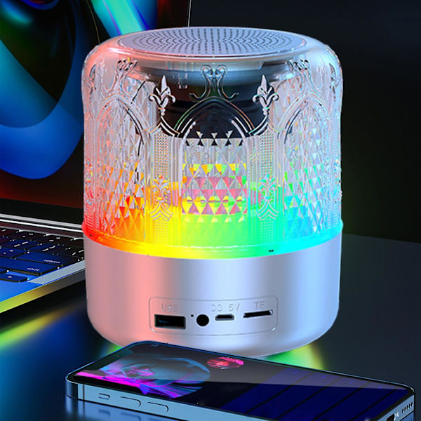 Färgglad ljusfest trådlös Bluetooth-högtalare kan anslutas till mobiltelefon Bluetooth（Vit）