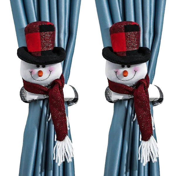 2 st julgardin spänne slips bak jul tema älg snögubbe hem dekoration café kontor jul dekoration
