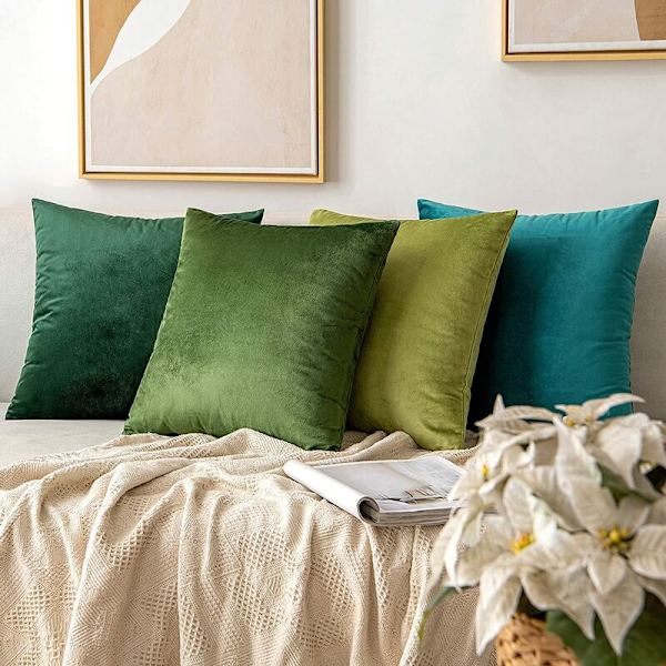 Kuddfodral Soffa Kuddfodral Vardagsrum Kuddfodral Modern Hem Elegant Mjuk Hållbar Sammet Osynlig Dragkedja 2st 50x50cm Grön