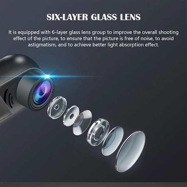 1080P HD 360 roterende Mini ADAS Dashcam 16/32G, vognbaneassistent
