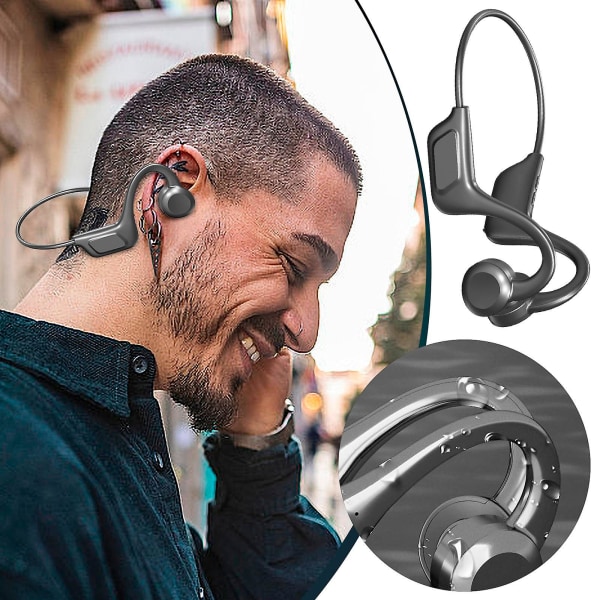 Trådlösa Bluetooth-headset med benledning, Bluetooth 5.3, trådlösa öronsnäckor, sport, maximal komfort (svart)