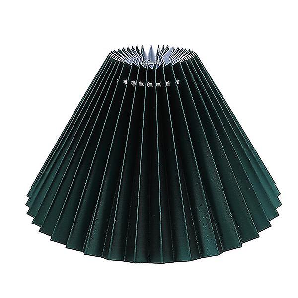 1pc Cloth Craft Lampshade Pleated Lamp Cover Table Lamp Accessory Lamp Cover（24X24X14CM，Green）