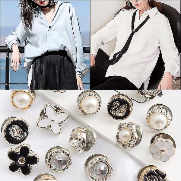 40 stk. Dame Skjorte Brosche Knapper Cover Up Brosche Nåle Sikkerhed Usynlige Knapper Forhindre Utilsigtet Eksponering Af Knapper Til Pige Tøj