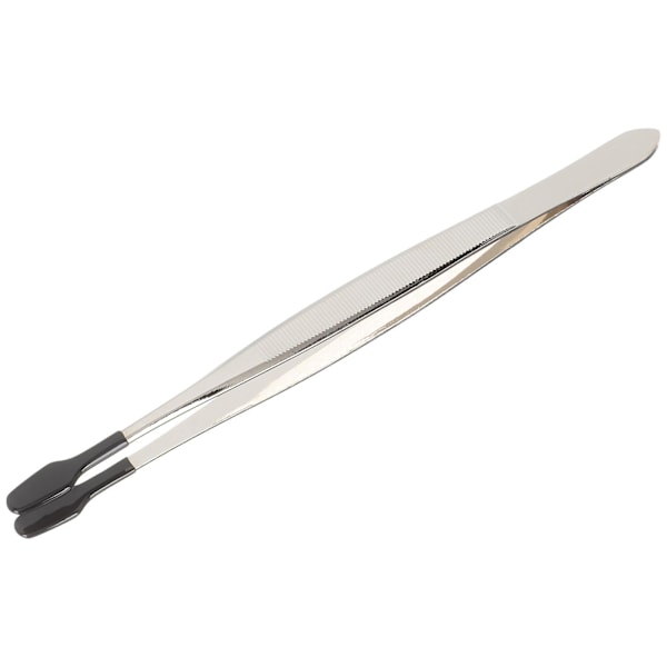 Gummipincet med langt, fladt hoved, perletryk-smykkepincet (15,00 x 1,00 x 1,00 cm, sort)