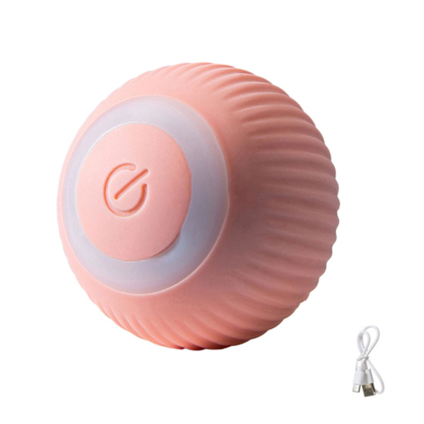 Intelligent Interaktiv Katt Leksak Boll Med LED Ljus, Automatisk Rullande Boll (Rosa)