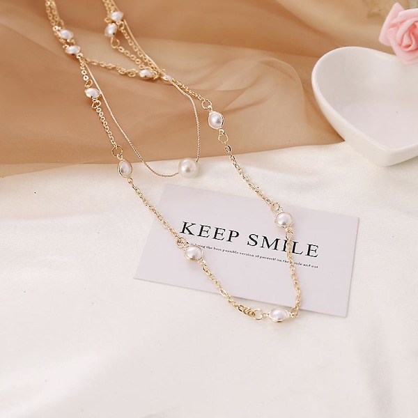 Halskæde til kvinder, skive-amulet halskæde, flerlags perler, mønt kæde halskæde, fin lagdelt choker halskæde smykker