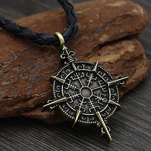 Viking Vegvisir Compass Rune Kaulakoru - Odin-symboli (muinainen pronssi)