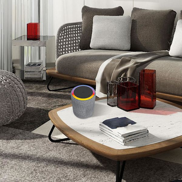 Rund 5.1 Trådlös Bluetooth-högtalare Bas Med Färgade Ljus, Blixt, Färgglada Utomhus Pluggbara Couplets FM Med Snöre（Grå）