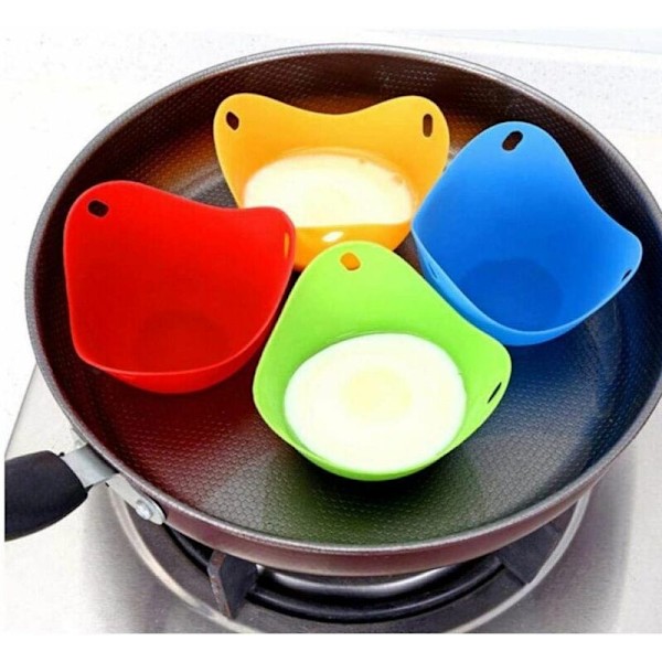 Silikonäggpocheringskopp - Pocherar ägg perfekt utan krångel eller kladd - Set med 4 non-stick-pods för enkel frigöring och rengöring.