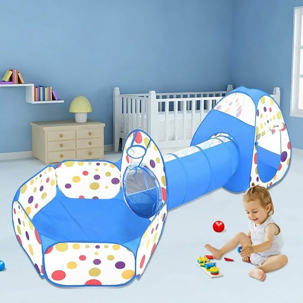 3 i 1 Pop-up-tält med tunnel för barn, bollhav med hopfällbar tunnel, inomhus utomhus, födelsedag julklapp till baby flickor pojkar