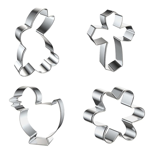 1 set påsktema kakformar i rostfritt stål kakformar kakformar (8,5X5,5X2,5CM, silver)