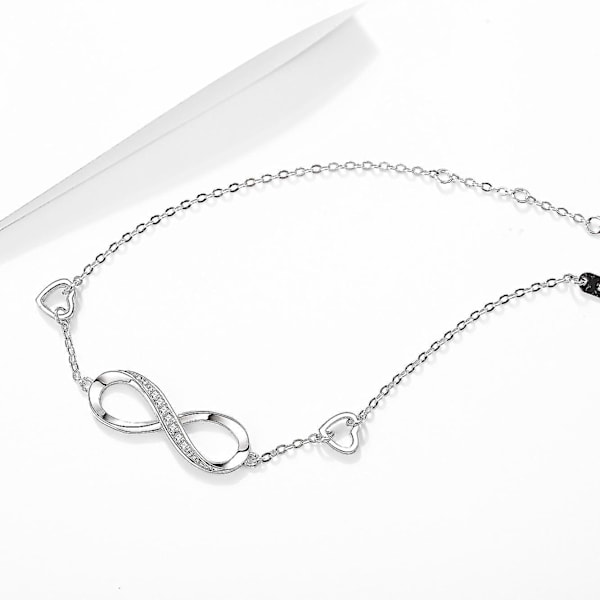 Dam Infinity Infinity Symbol Hjärta Armband 925 Sterling Silver Cubic Present, JXLGV