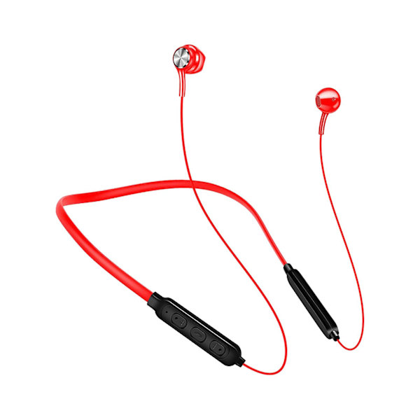 Bluetooth-hörlurar Magnetisk nackhängande öronsnäckor Brusreducerande in-ear-hörlurar（Röd）