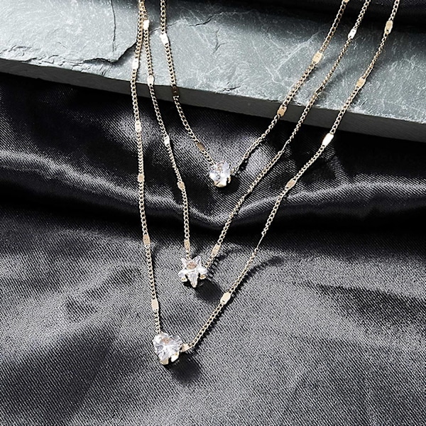 Boho Lagdelt Krystall Halskjede Kjede Krystall Dråpe Choker Hjerte Vanndråper Stjerne Anheng Halskjede