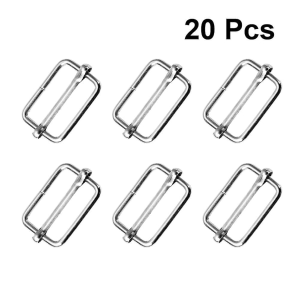20-pak glideremforbindelse Rullespænde Taskerem Justerbar metalstiftspænde til rygsæk kufferttøj (sølv) (størrelse 1, sølv)