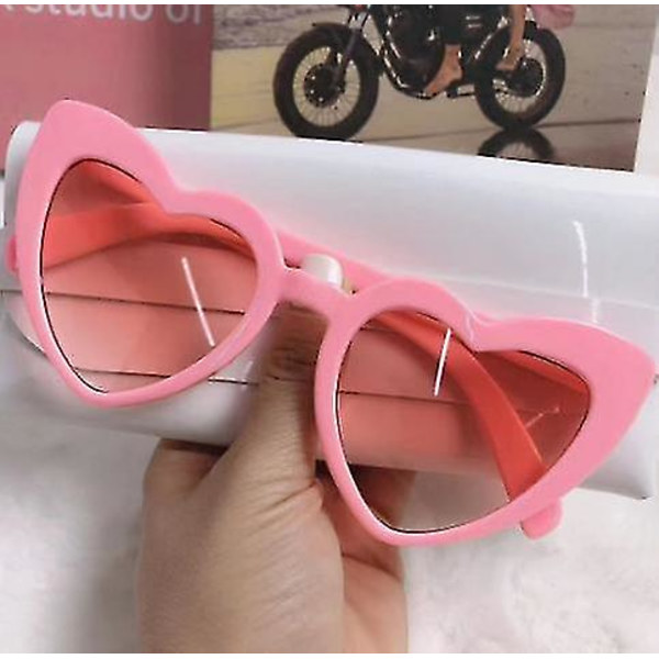 2 st hjärtformade solglasögon för kvinnor Vintage Cat Eye solglasögon（Rosa）