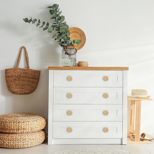 Rattan Möbelknoppar Set om 6 Bohemian Style Möbelknoppar för Köksluckor