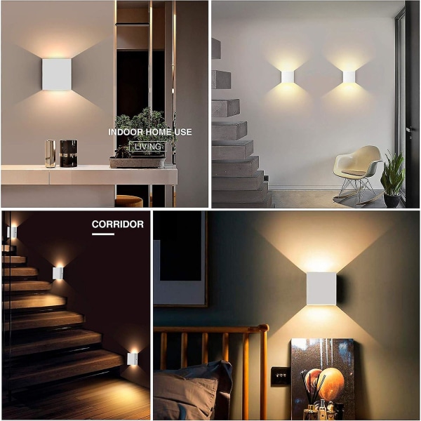 12w Moderne Indendørs Væglampe, 2 Stk Aluminium Led Væglampe Varm Hvid 3000k Belysningsarmaturer Til Stue, Soveværelse, Badeværelse, Køkken, Spisestue