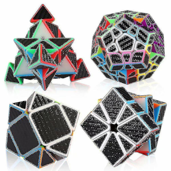 Kolfiber hastighet kub set 3x3 pyramid megaminx 3x3x3 skewb square-1 hastighet kub buntpaket