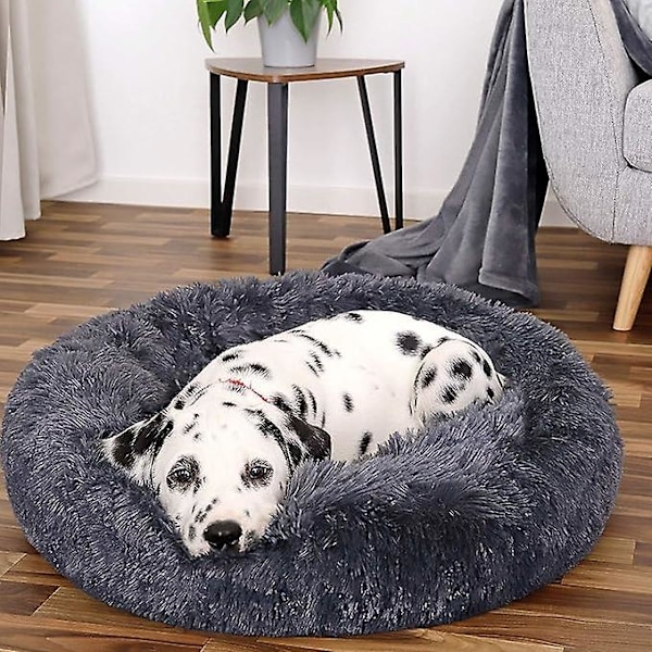 (60cm Mørkegrå) Rund Kurv Hundemadras Kattemadras Donuts