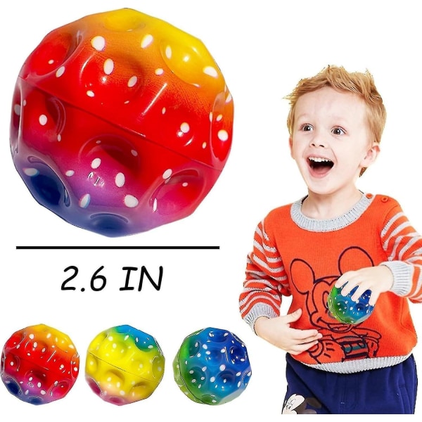 6-pack Astro Jump Balls Space Theme Gummi hoppende baller Høyhopping Space Ball for barn - regnbuefarge