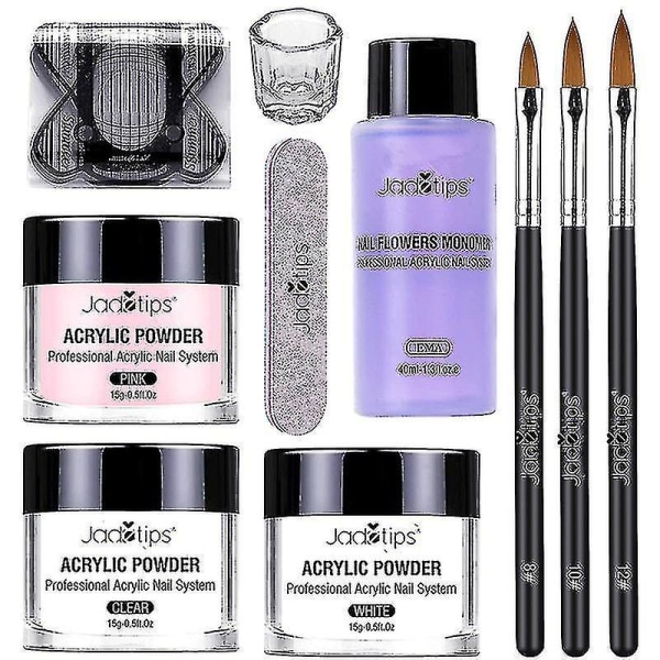 40ml Akryl Nagelfärger Pensel Nails Art Starter Set Manikyrverktyg