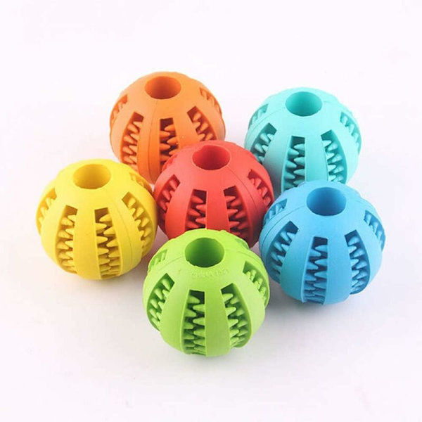 Interaktiv leksaksboll för hund katt husdjur för tand rengöring, tuggummi tuggboll IQ träningsboll pussel leksaker för hund katt (7cm, grön)