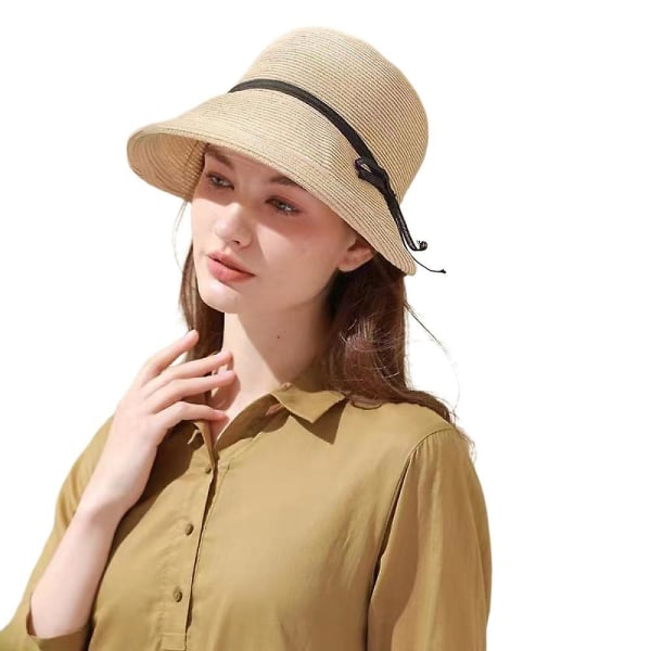 Hattar, Sommar Dam Bred Brätte Solhatt, Elegant Strukturerad Böjd Floppy Strand Halm Vikbar Floppy Hatt, Upf50+ Mors Dag Present (Mörkblå)