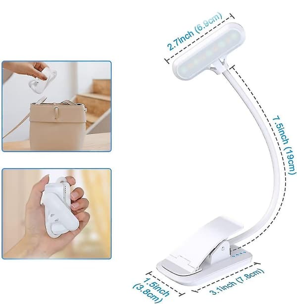 Boklampe med klemme, USB