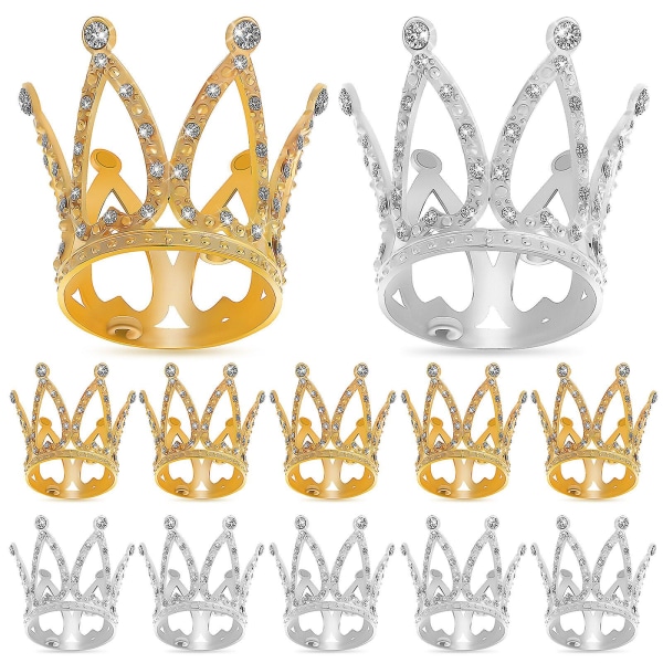 12-pack Crown Rhinestone Dekoration Glitter Mini Crown Cake Dekoration Party Supplies (som visas på bilden)