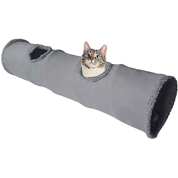 Hopfällbar kattunnel, hållbar mocka lek tunnel med boll och hål, för katter, kaniner, kattungar, valpar och små husdjur