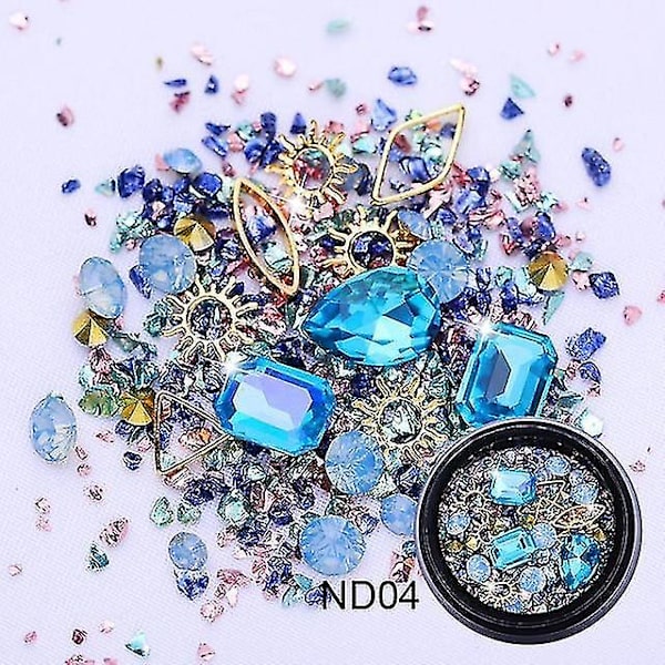 ND04 3D Neglekunst Rhinestone Mix Størrelser Ab Farver Flad Bund Kameleon Neglestifter