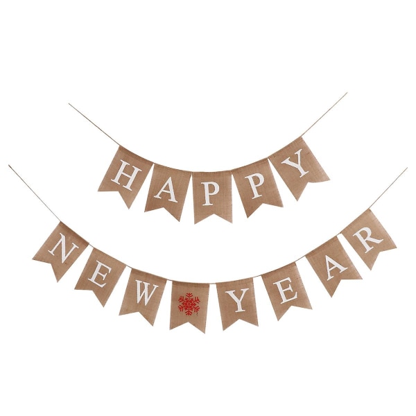 1 st banner Happy New Year bokstäver dekoration svalorstjärt festtillbehör banner nyårsfest vimpel (2,8 m, som bilden visar)