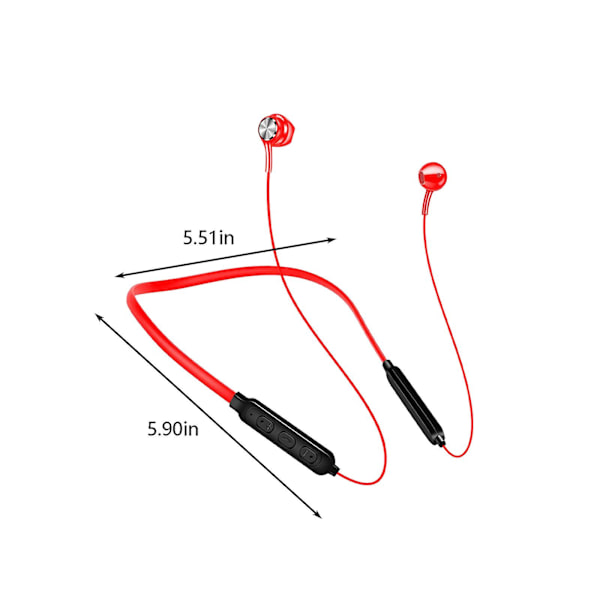 Bluetooth-hörlurar Magnetisk nackhängande öronsnäckor Brusreducerande in-ear-hörlurar（Röd）