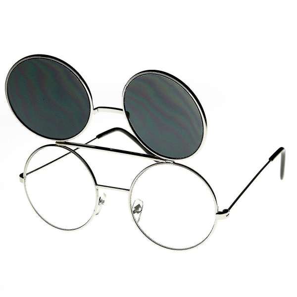 Ny 2023 Limited Edition Farve Flip-up Linse Rund Cirkel Django Solbrillerchangzhao（Sølv Røg）