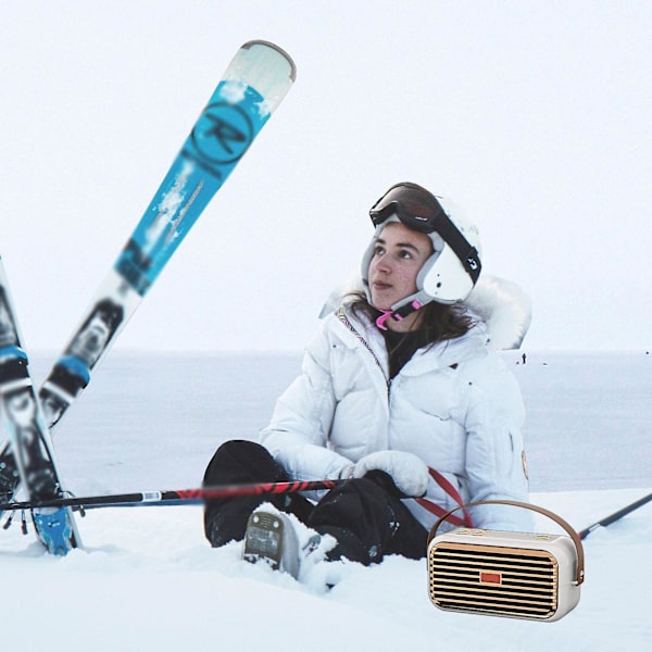 Bluetooth-högtalare utomhus bärbar Bluetooth Stereo Radio trådlös retro handhållen support（Vit）